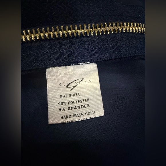 EUC Gracia Drapery Sleeveless Out Shell Navy Blue Poncho Top Size Small - Picture 11 of 12